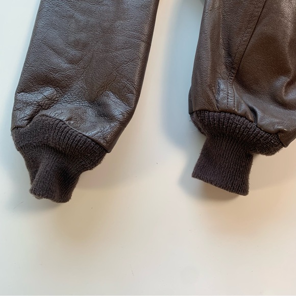 Vtg Cooper Jacket Men 46L Brown Type A2 Flight Bomber Goat Leather Military Coat - Picture 7 of 16